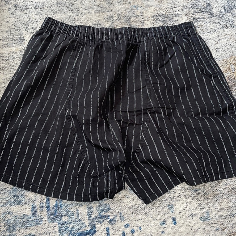 Burberry Black Boxer Shorts with White “Burberry” Pinstripes size M MEDIUM - Picture 5 of 7